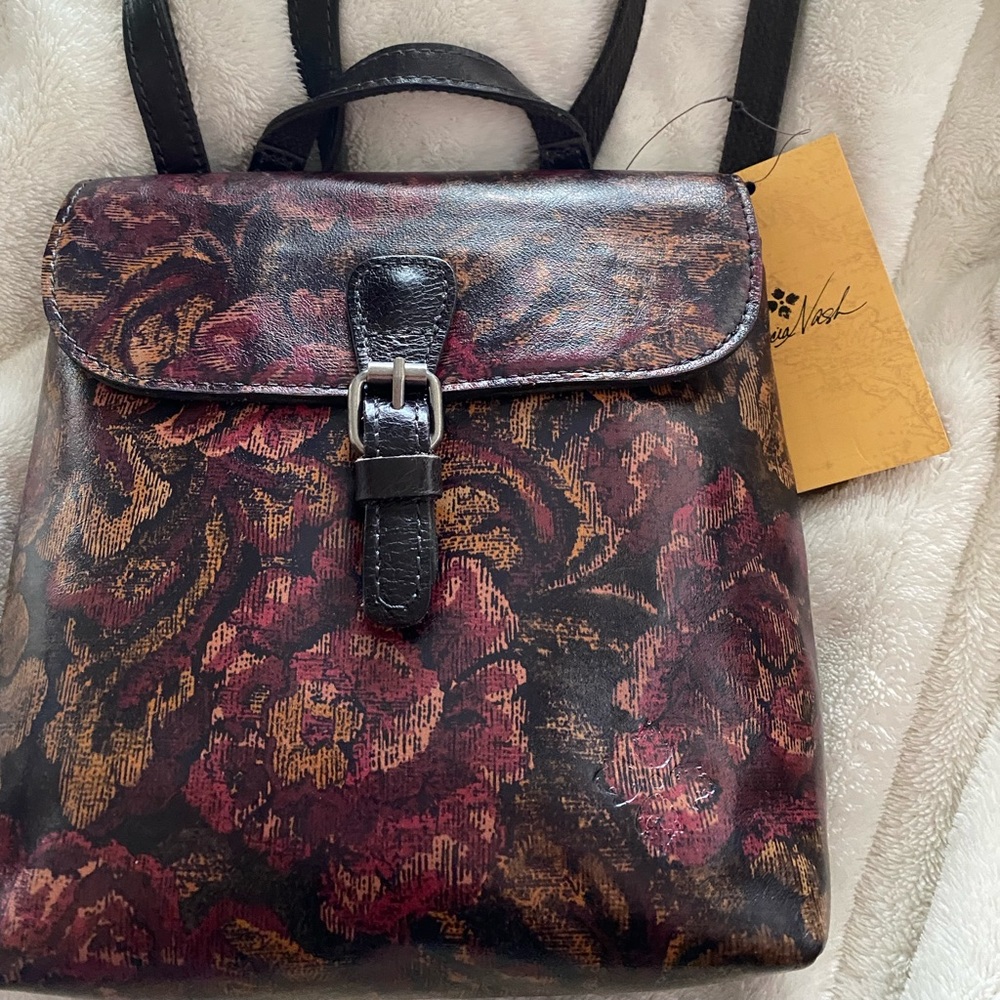 Patricia Nash Vatoni Small Convertible Leather Backpack Vintage Floral NWT